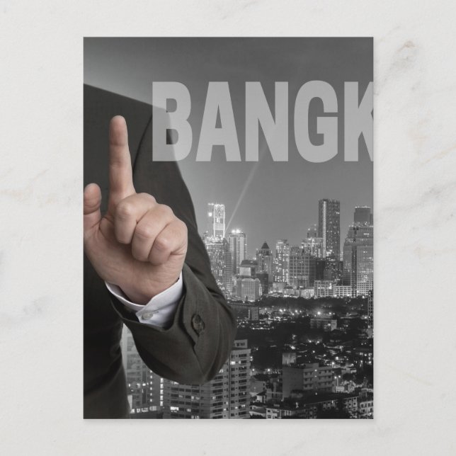 Bangkok skyline på nattpanorama vykort (Framsida)