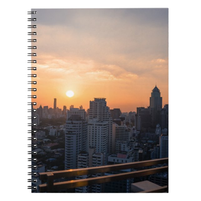 Bangkok Skyline sunset panorama Anteckningsbok Med Spiral (Framsidan)