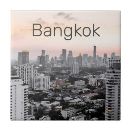 Bangkok Skyline Sunset Panorama BKK Thailand Kakelplatta