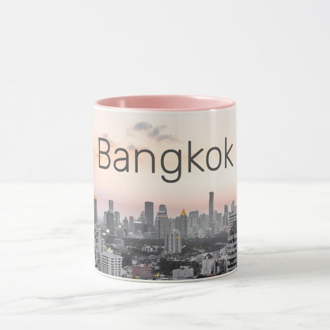 Bangkok Skyline Sunset Panorama BKK Thailand Mugg (Center)