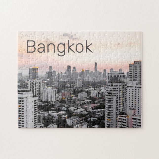 Bangkok Skyline Sunset Panorama BKK Thailand Pussel (Horisontell)
