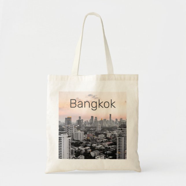 Bangkok Skyline Sunset Panorama BKK Thailand Tygkasse (Framsidan)