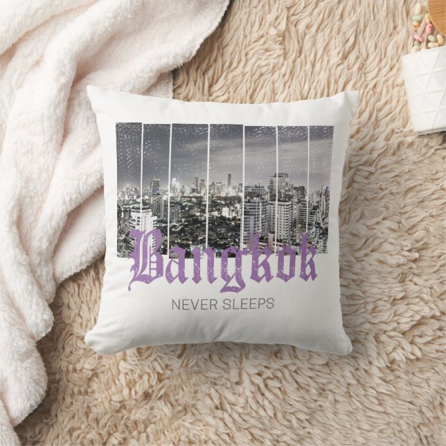 Bangkok Skyline Vintage BKK Retro Thailand Design Kudde (Filt)