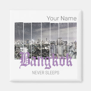 Bangkok Skyline Vintage BKK Retro Thailand Design Magnet