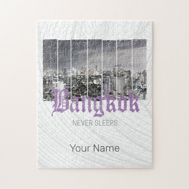 Bangkok Skyline Vintage BKK Retro Thailand Design Pussel (Vertikal)