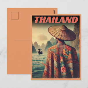 Bangkok stad Thailand gammal thailändsk man respre Vykort