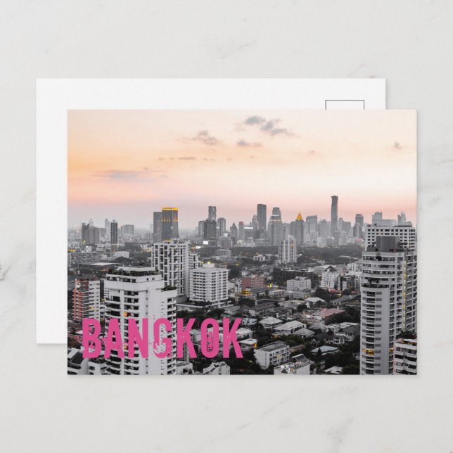 Bangkok sukhumvit skyline sunset bra art-gåva helg vykort (Fram/baksida)