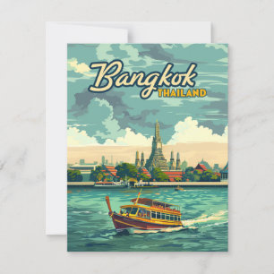 Bangkok Thailand Asia Vintage resor Temple Card