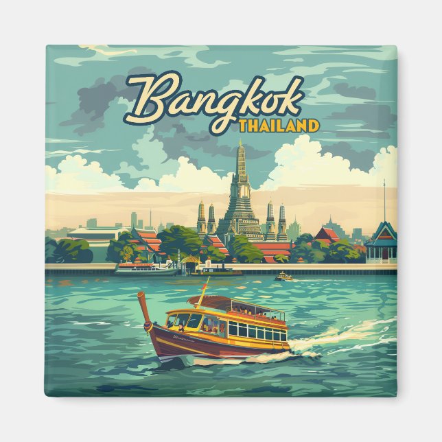Bangkok Thailand Asia Vintage resor Temple Magnet (Framsidan)