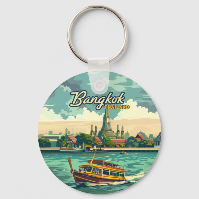 Bangkok Thailand Asia Vintage resor Temple Nyckelring (Framsida)