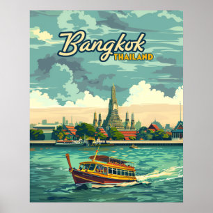 Bangkok Thailand Asia Vintage resor Temple Poster