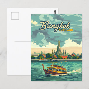 Bangkok Thailand Asia Vintage resor Temple Vykort