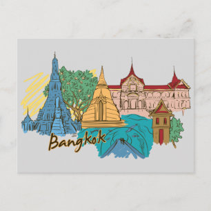 Bangkok, Thailand Berömd City Travel Vykort