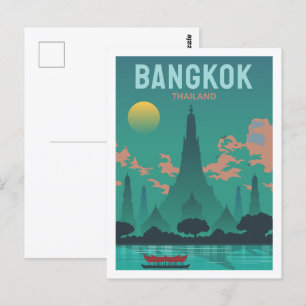 Bangkok Thailand Berömd Travel Ställe Illustration Vykort