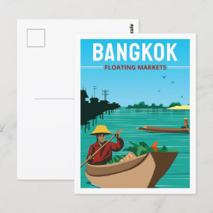 Bangkok Thailand Berömd Travel Ställe Illustration Vykort