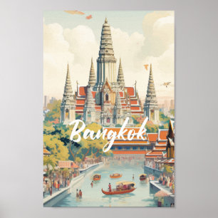 Bangkok Thailand Berömd Travel Ställe Poster