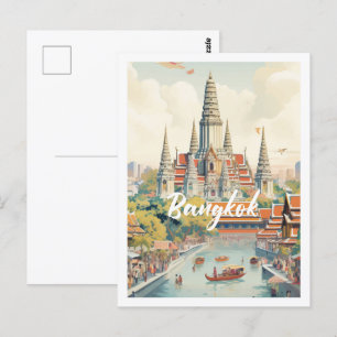 Bangkok Thailand Berömd Travel Ställe Vykort