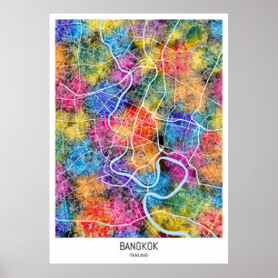 Bangkok Thailand City Karta Poster