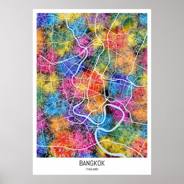 Bangkok Thailand City Karta Poster (Framsidan)