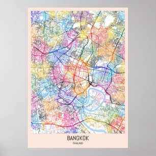 Bangkok Thailand City Karta Poster