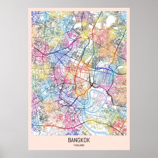 Bangkok Thailand City Karta Poster (Framsidan)