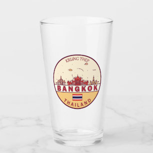 Bangkok Thailand City Skyline Emblem Glaskopp
