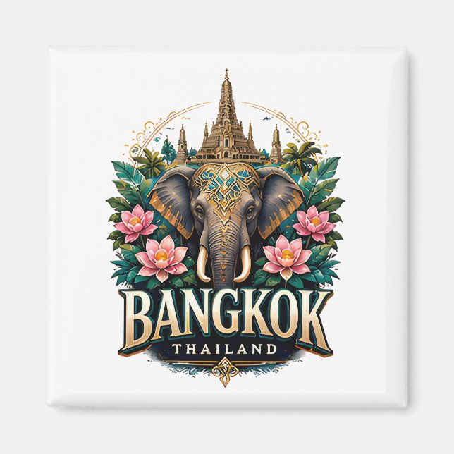 Bangkok Thailand Elefant Resa Souvenir Magnet (Framsidan)