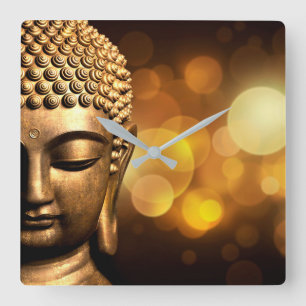 Bangkok, Thailand Guld Buddha Fyrkantig Klocka