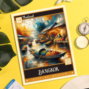 Bangkok, Thailand   Måla Vintage Vykort
