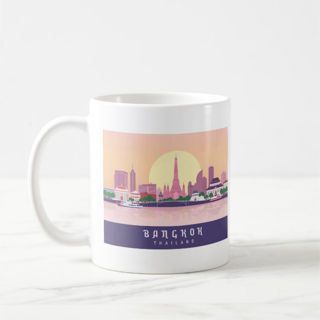 Bangkok Thailand Pastel Travel Design Kaffemugg (Vänster)
