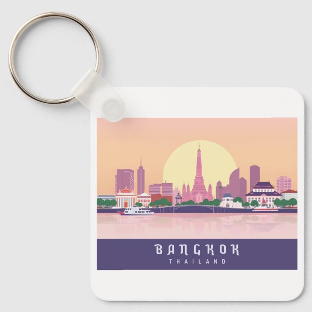 Bangkok Thailand Pastel Travel Design Nyckelring (Framsida)