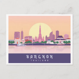 Bangkok Thailand Pastel Travel Design Vykort