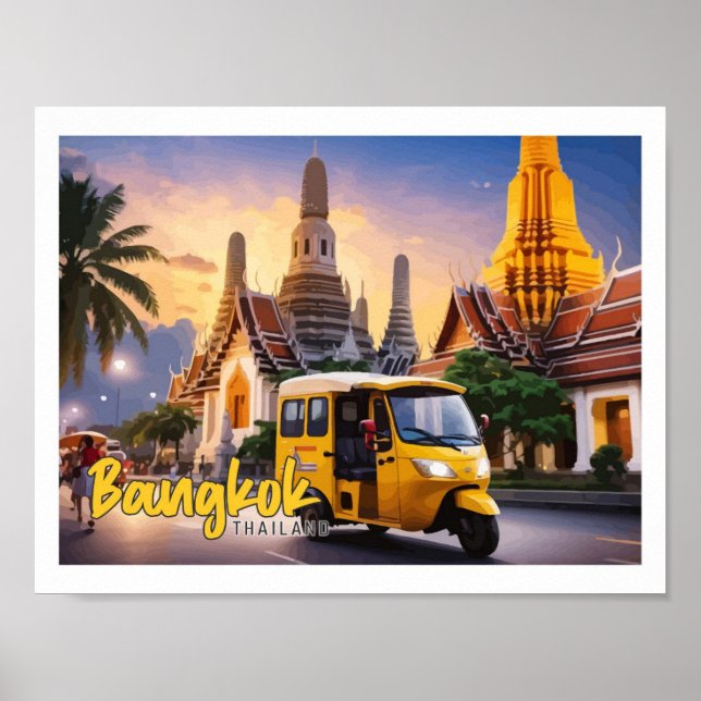 Bangkok Thailand Pop Art Travel Illustration Poster (Framsidan)