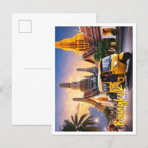 Bangkok Thailand Pop Art Travel Illustration Vykort