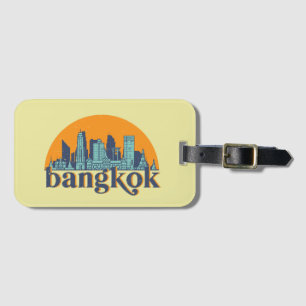 Bangkok Thailand Retro City Skyline Cityscape Art Bagagebricka