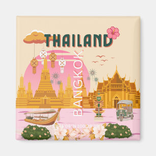 Bangkok Thailand Retro Vintage Resemål Magnet