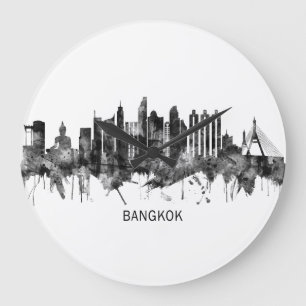 Bangkok Thailand Skyline BW Stor Klocka