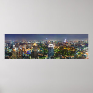 Bangkok Thailand Skyline vid Night Panorama Poster