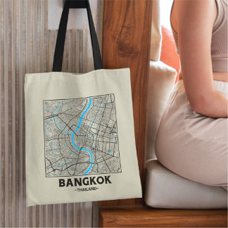 Bangkok, Thailand, Stadskarta Totebag Tygkasse