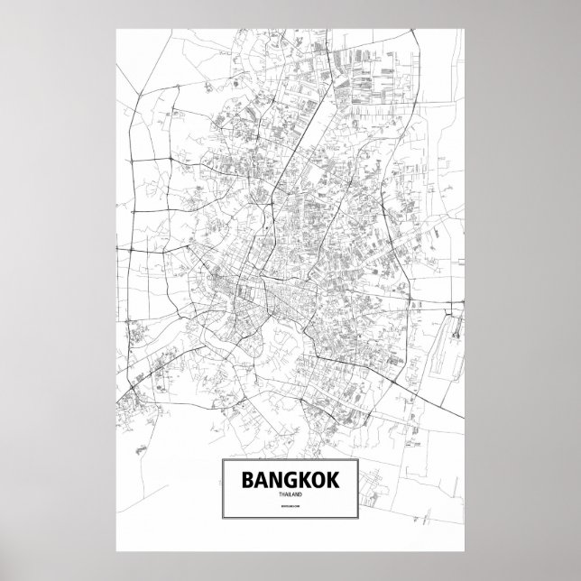 Bangkok, Thailand (svart på vitt) Poster (Framsidan)