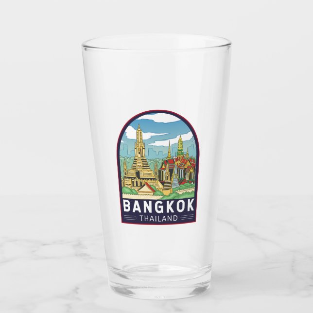 Bangkok Thailand Travel Retro Emblem Glaskopp (Framsida)