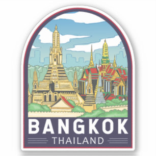 Bangkok Thailand Travel Retro Emblem Klistermärken
