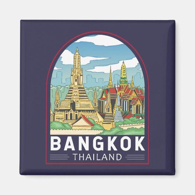 Bangkok Thailand Travel Retro Emblem Magnet (Framsidan)