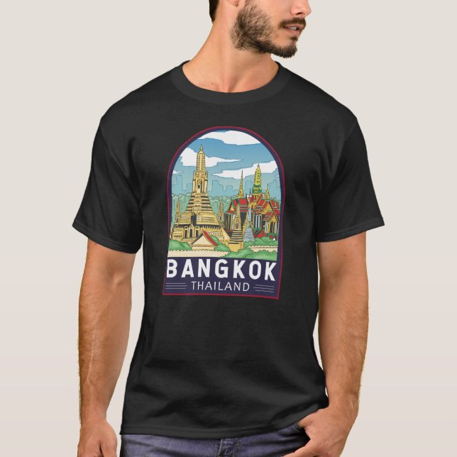 Bangkok Thailand Travel Retro Emblem T Shirt (Framsida)