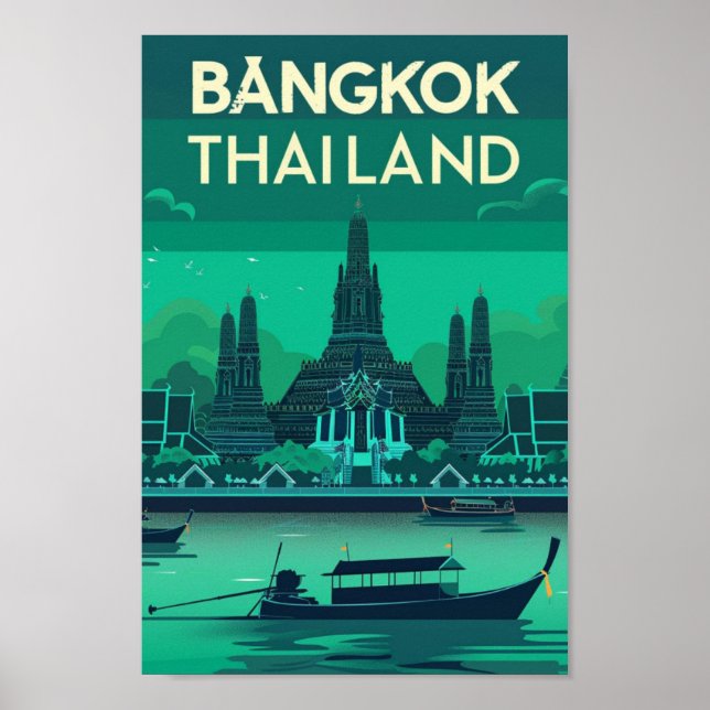 Bangkok Thailand Vintage Berömd Travel Ställe Poster (Framsidan)