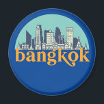 Bangkok Thailand Vintage City Skyline Cityscape Magnet<br><div class="desc">Vintage- och reflexritorier med vackra skyliner, attraktion och cityscape-konst. Coola skyscraper och byggnad silhuette illustrerar handelsvara för turister och resenärer. Perfekt som souvenir att ta med sig hem när man reser hela världen runt. Spara minnet av din resa och semester med familj och vänner. Bakgrunden till färg kan anpassas till...</div>