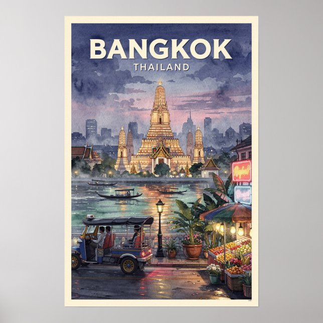 Bangkok Thailand Vintage Resa Poster (Framsidan)