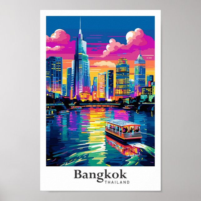 Bangkok Thailand Vintage resor Porträtt Poster (Framsidan)