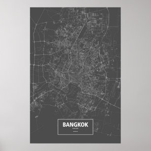 Bangkok, Thailand (vit på svart) Poster