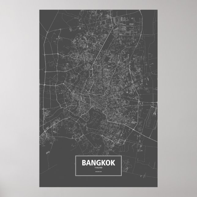 Bangkok, Thailand (vit på svart) Poster (Framsidan)